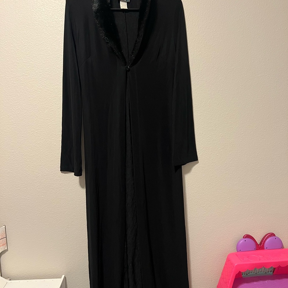 VTG Eye Candy Whimsy Goth Long Cardigan Duster Faux Fur Size M 1990s Style (4)